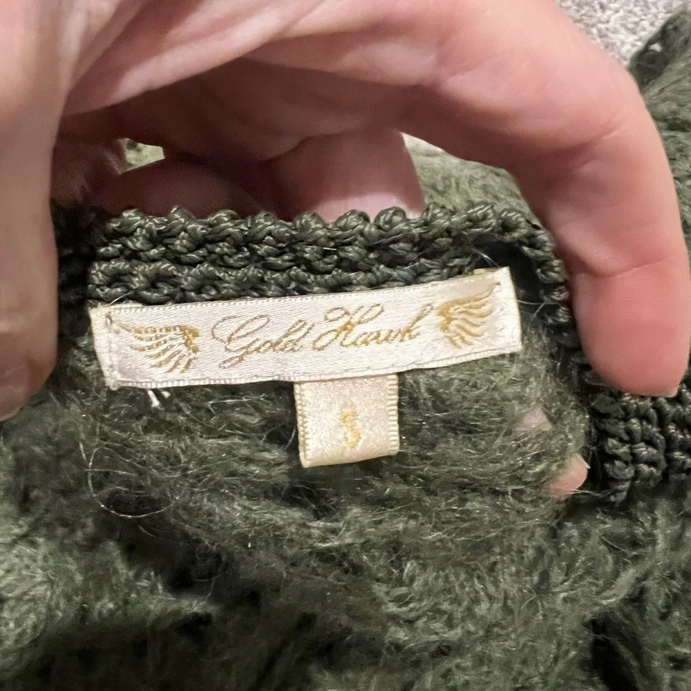 Gold Hawk Open Knit Sweater Cardigan  
Sz: S - Picture 9 of 14